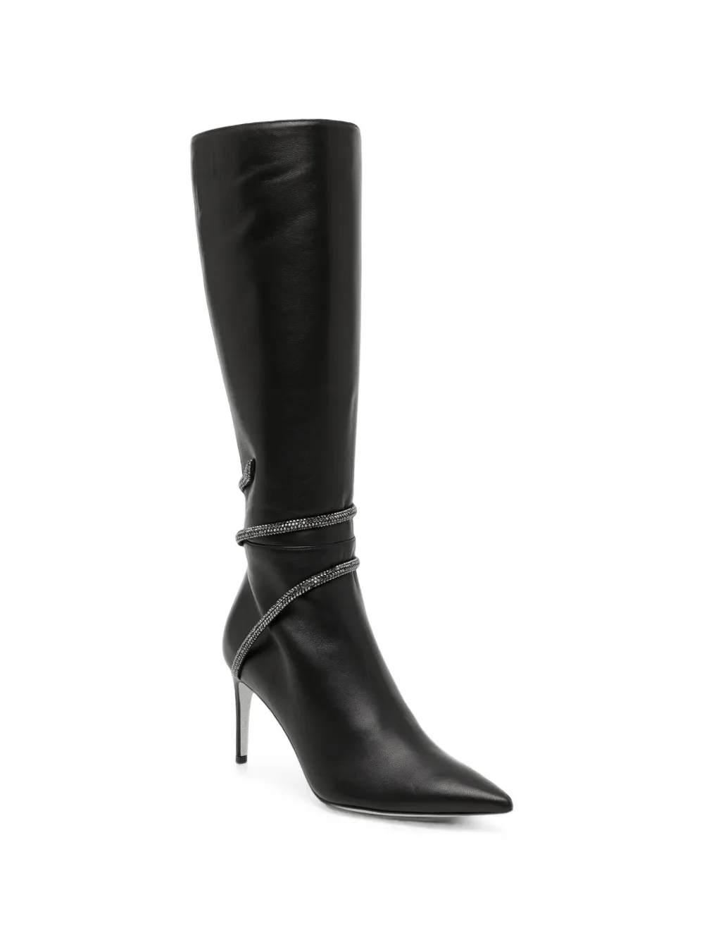 René Caovilla 85mm Cleo leather boots Zwart