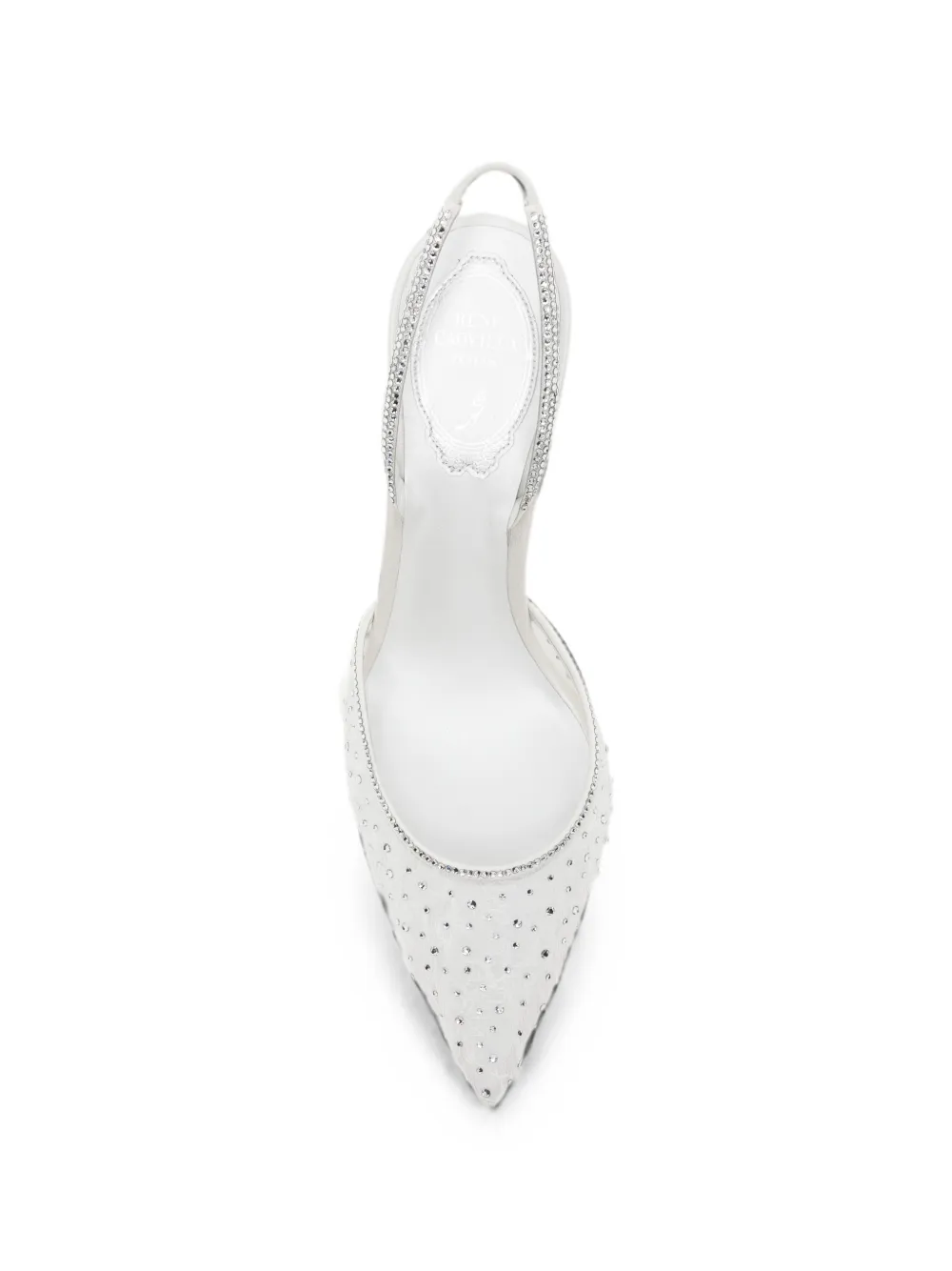 René Caovilla Belle crystal-embellished slingback pumps Wit