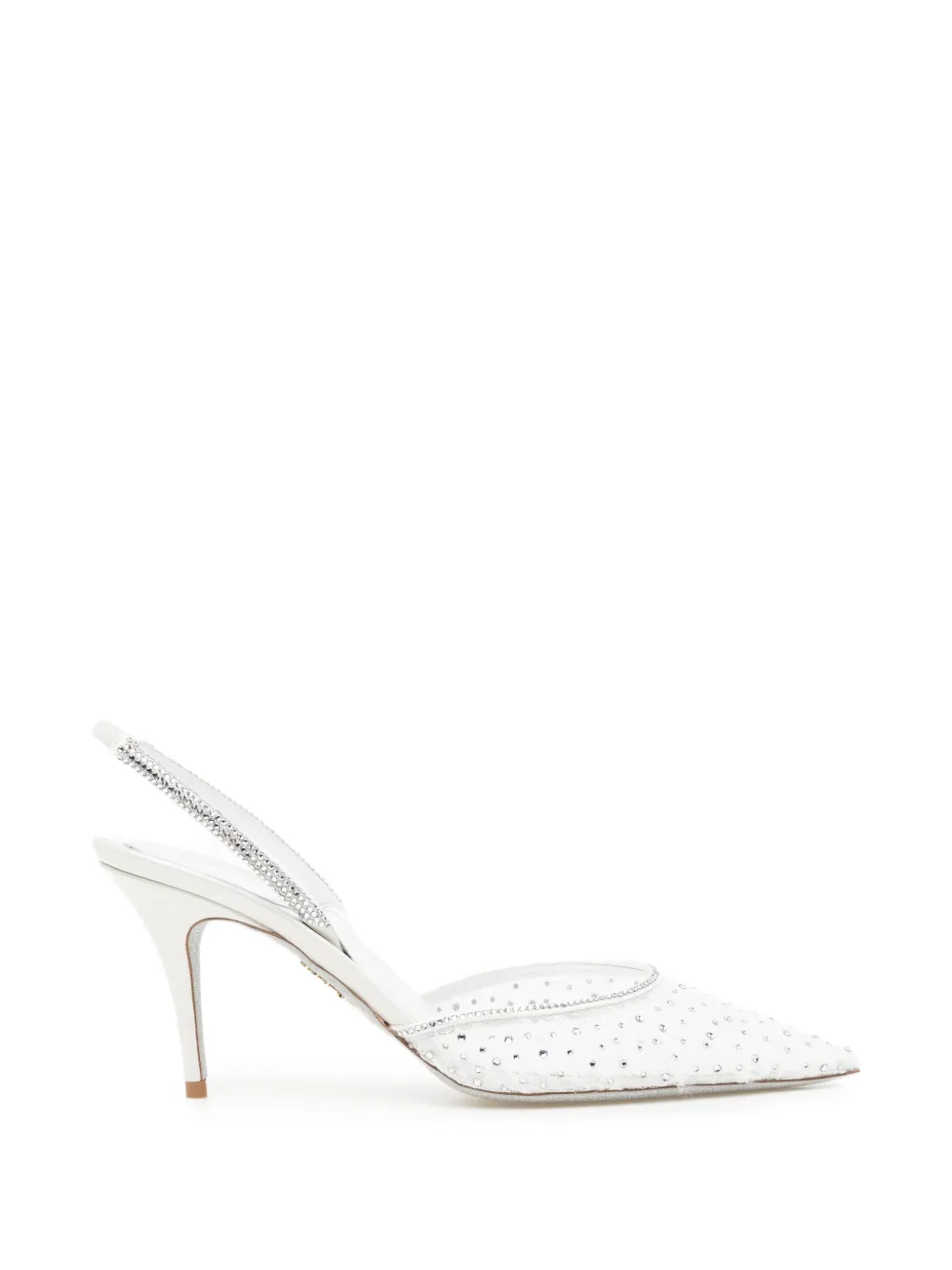 René Caovilla Belle crystal-embellished slingback pumps Wit