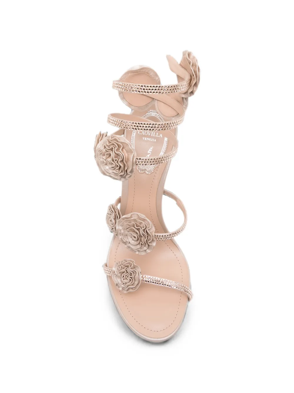 René Caovilla Rosalia floral-applique sandals Beige