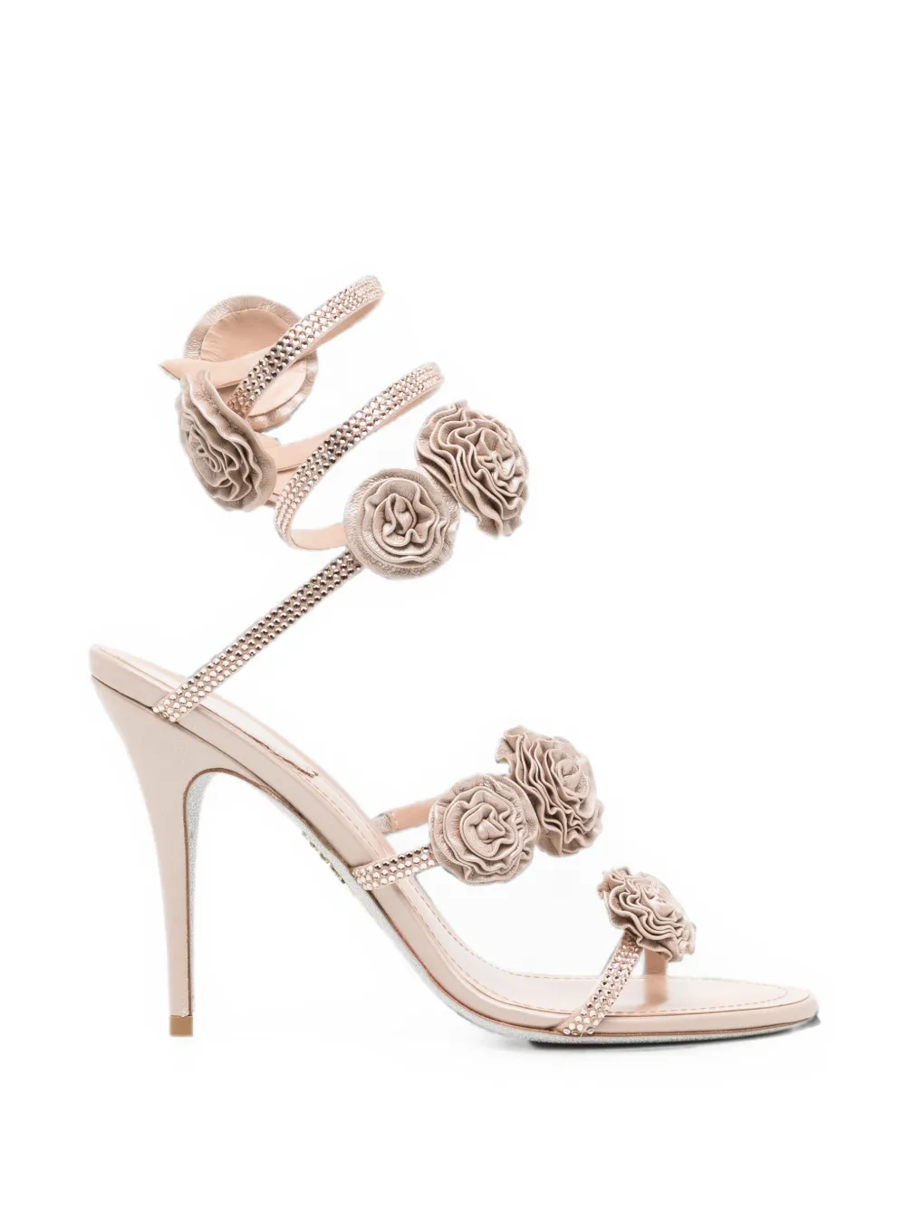 René Caovilla Rosalia floral-applique sandals Beige