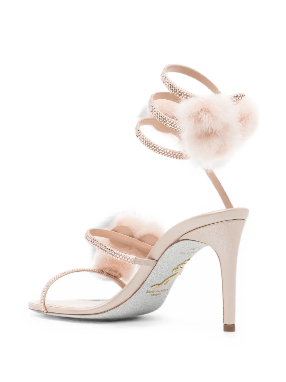 René Caovilla Rosalia pompom-detail sandals Beige
