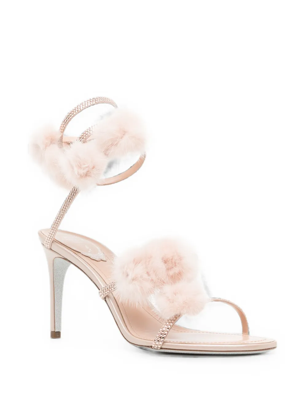 René Caovilla Rosalia pompom-detail sandals Beige