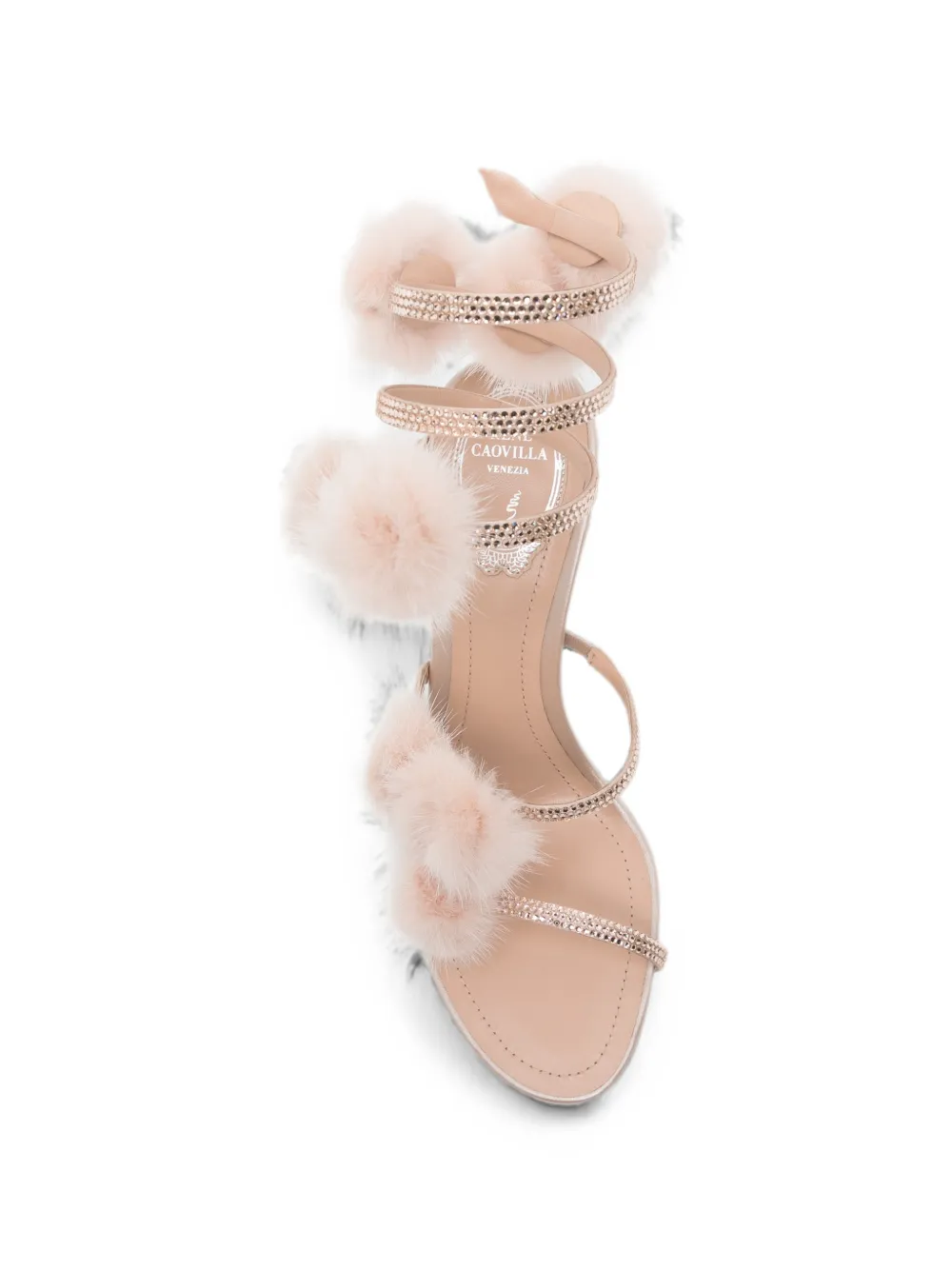 René Caovilla Rosalia pompom-detail sandals Beige
