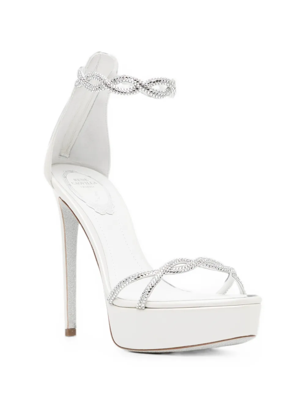René Caovilla 130mm Braid Fondant sandals Wit