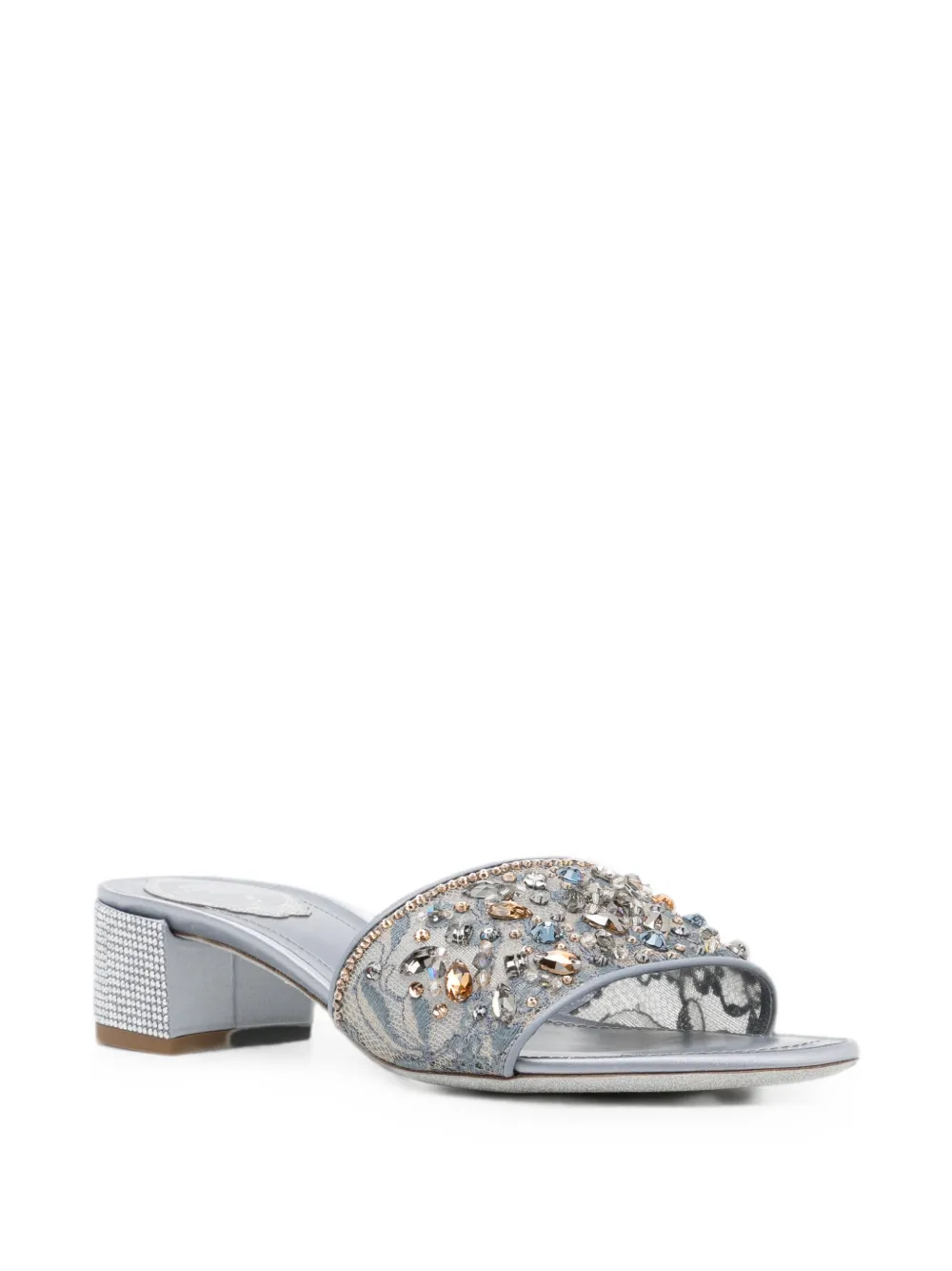 René Caovilla Christy crystal-embellished lace sandals Blauw