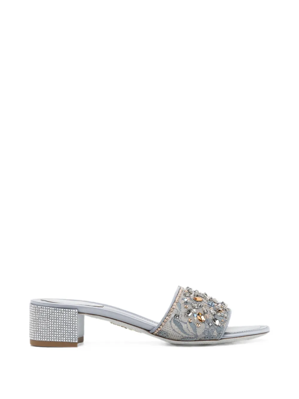René Caovilla Christy crystal-embellished lace sandals Blauw