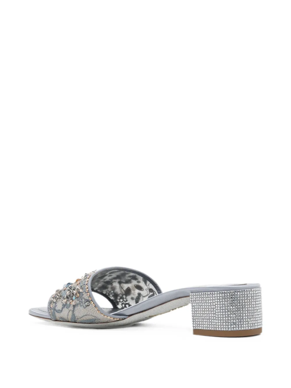 René Caovilla Christy crystal-embellished lace sandals Blauw