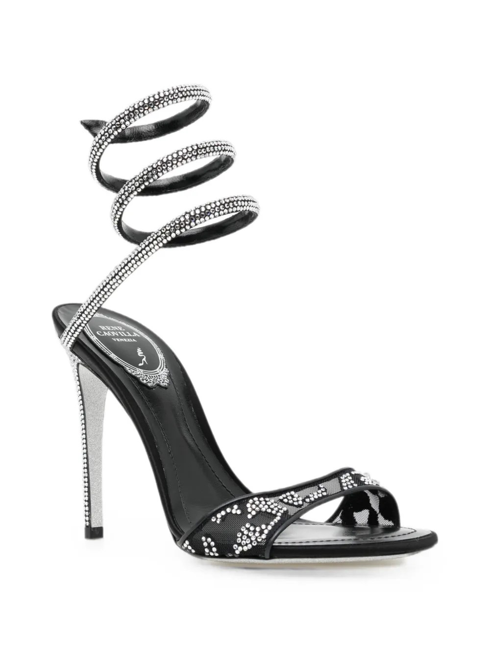 René Caovilla Allura crystal-embellished sandals Zwart