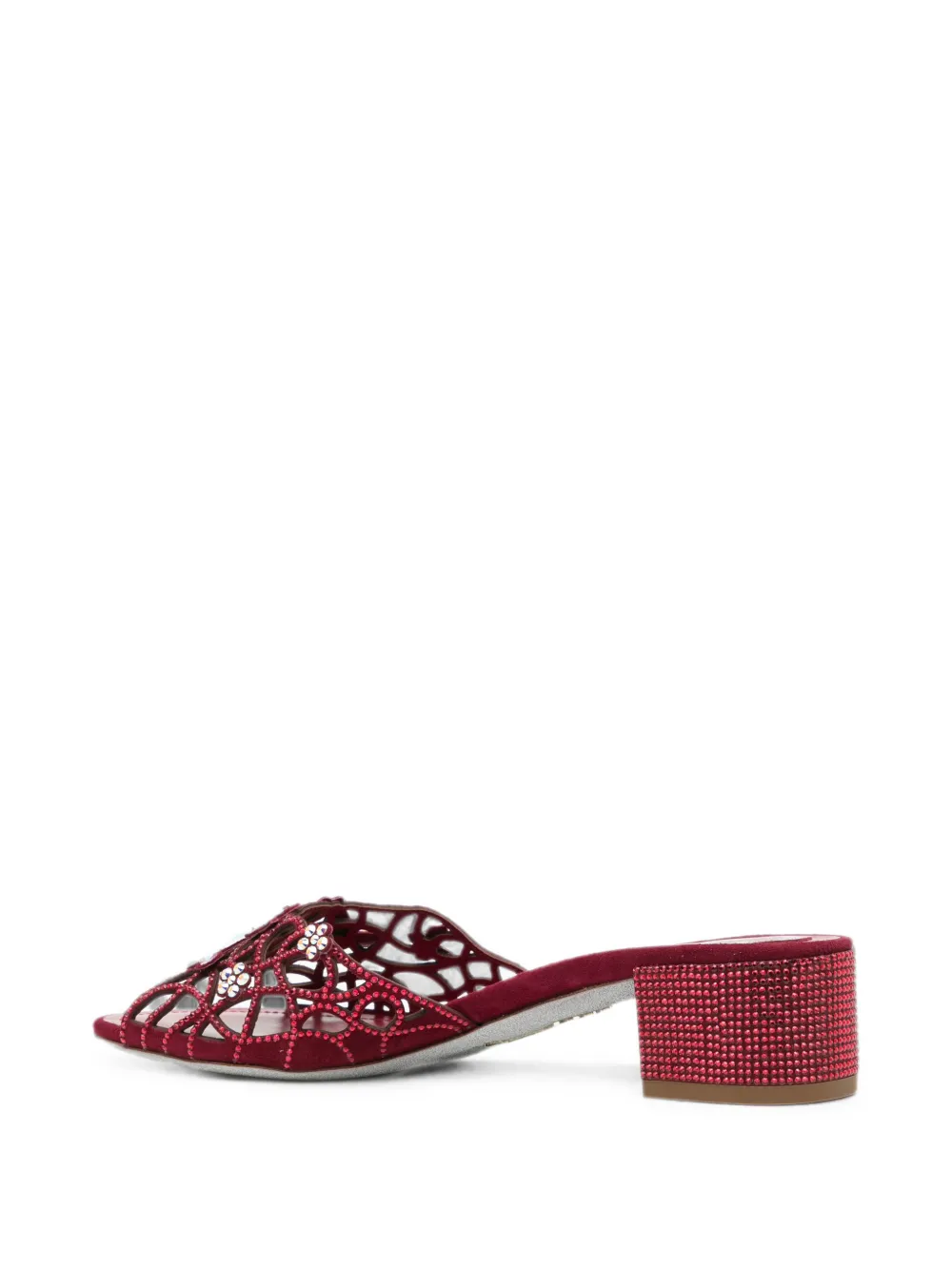 René Caovilla Eden crystal-embellished mules Rood