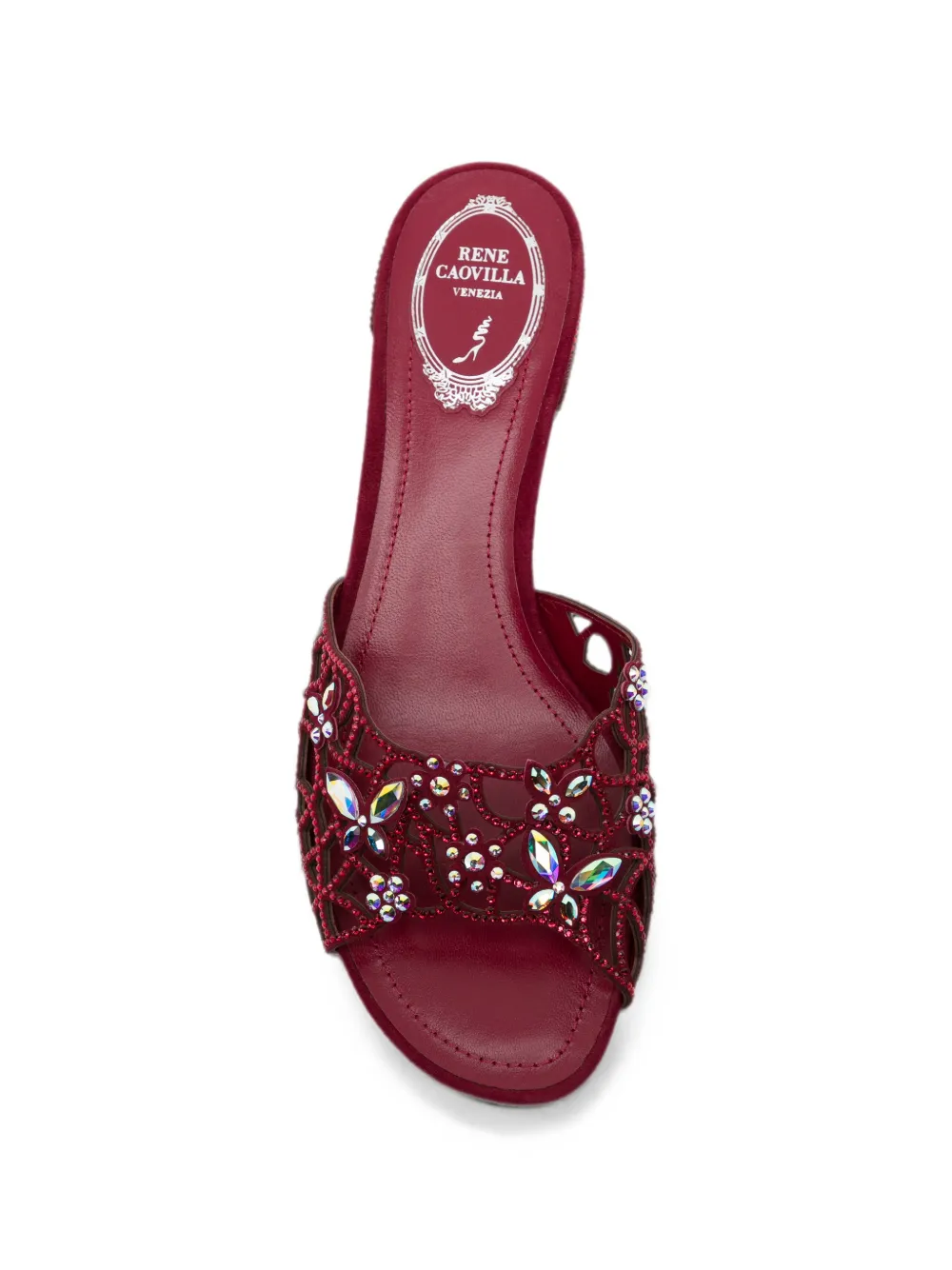 René Caovilla Eden crystal-embellished mules Rood