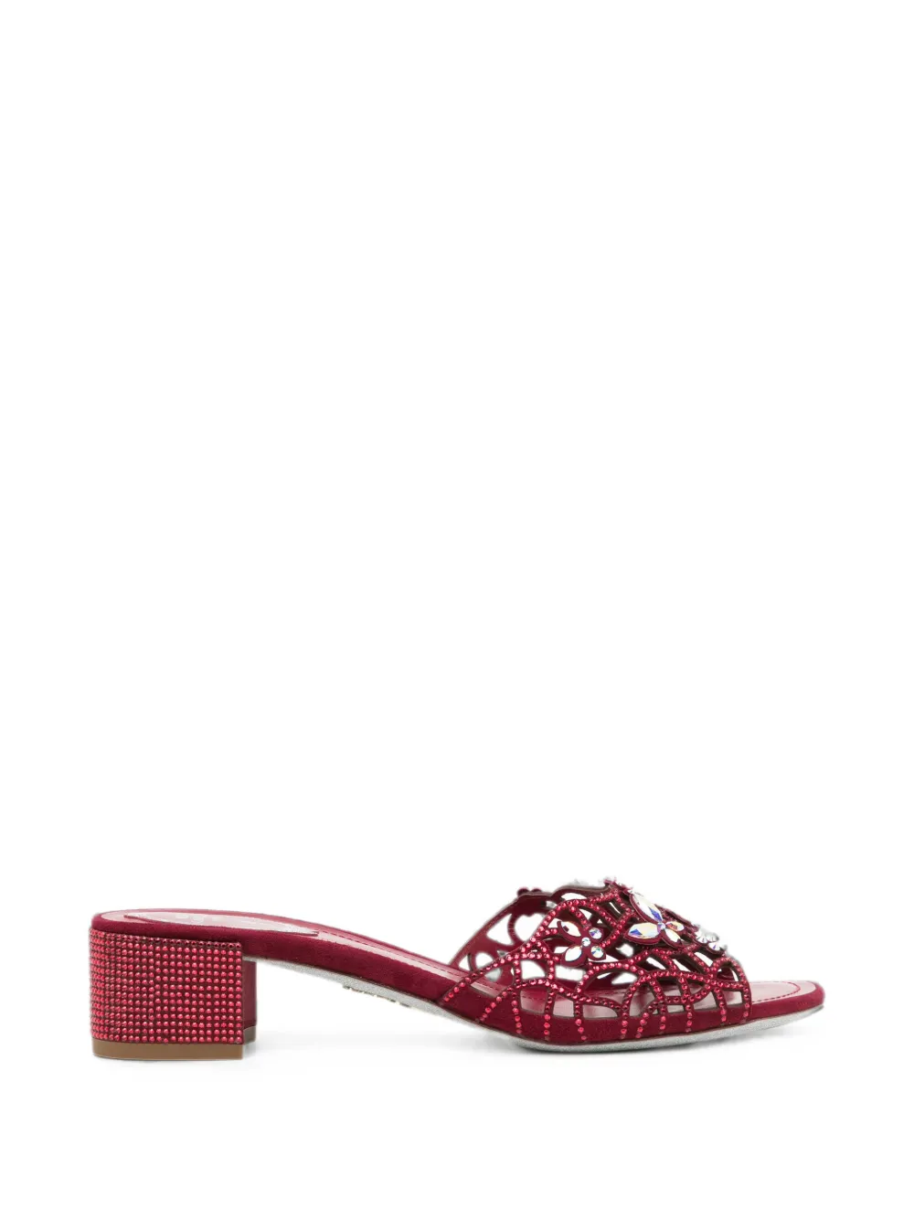 René Caovilla Eden Crystal-embellished Mules In Burgundy