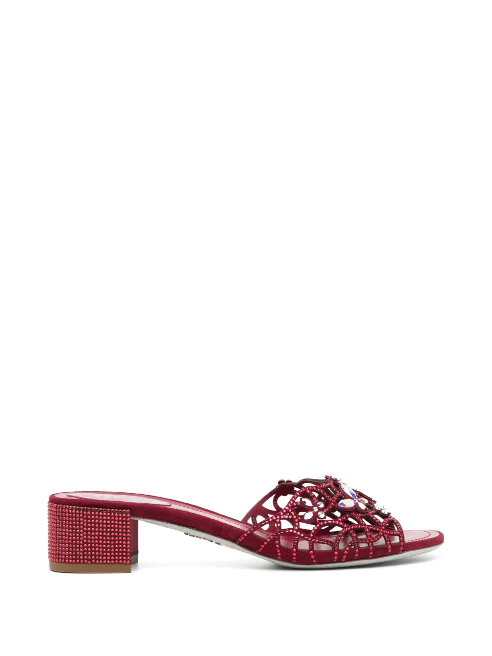 René Caovilla Eden crystal-embellished mules Rood