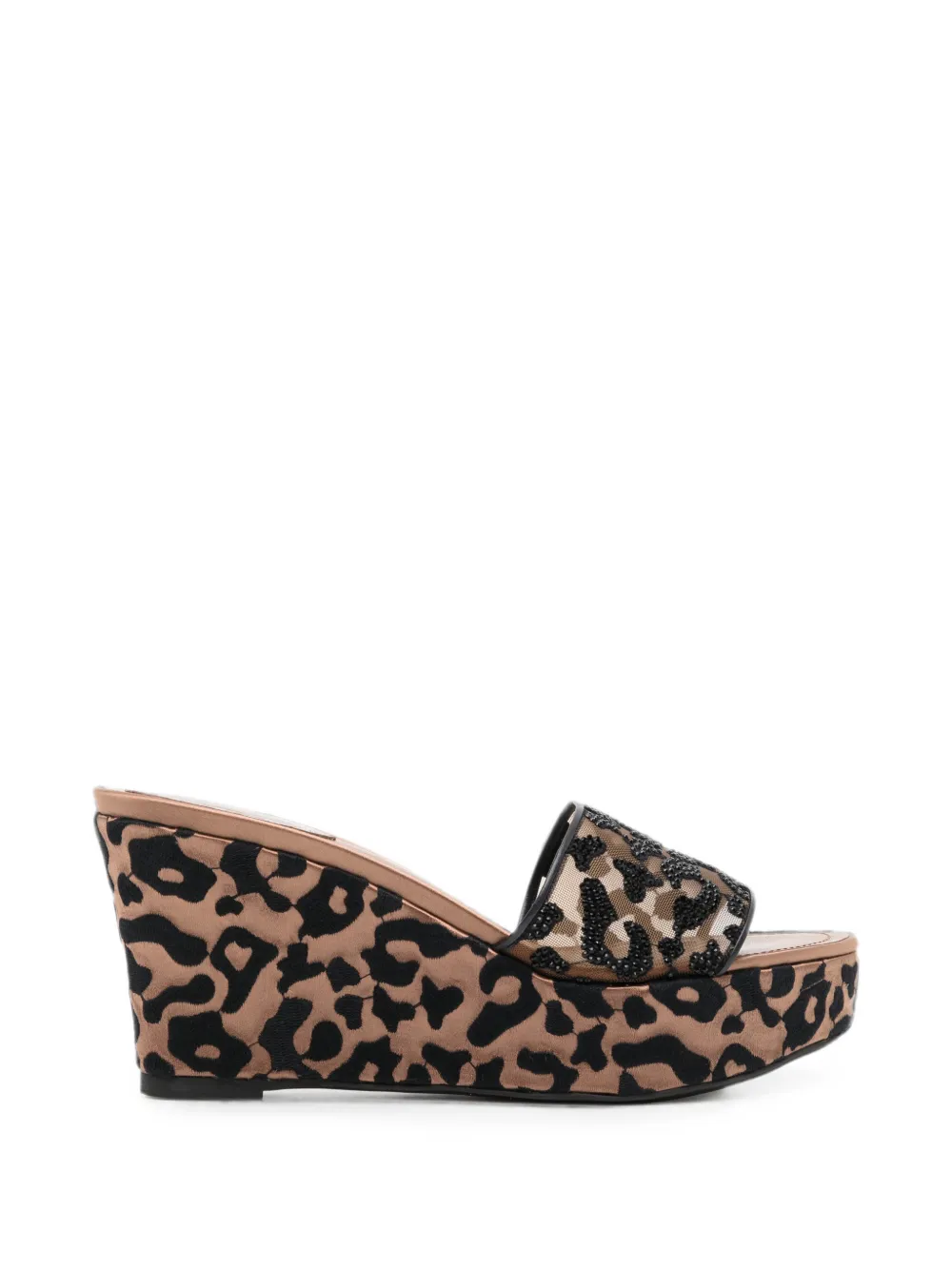 René Caovilla 100mm Allura leopard-print wedge sandals Beige