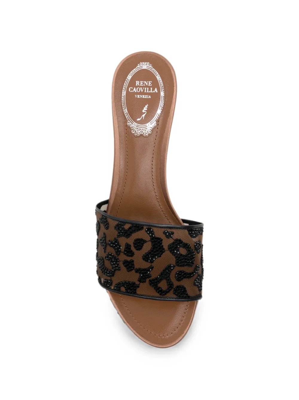 René Caovilla 100mm Allura leopard-print wedge sandals Beige