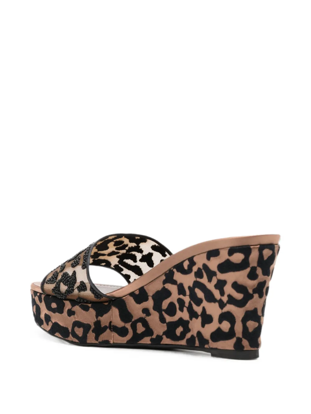 René Caovilla 100mm Allura leopard-print wedge sandals Beige
