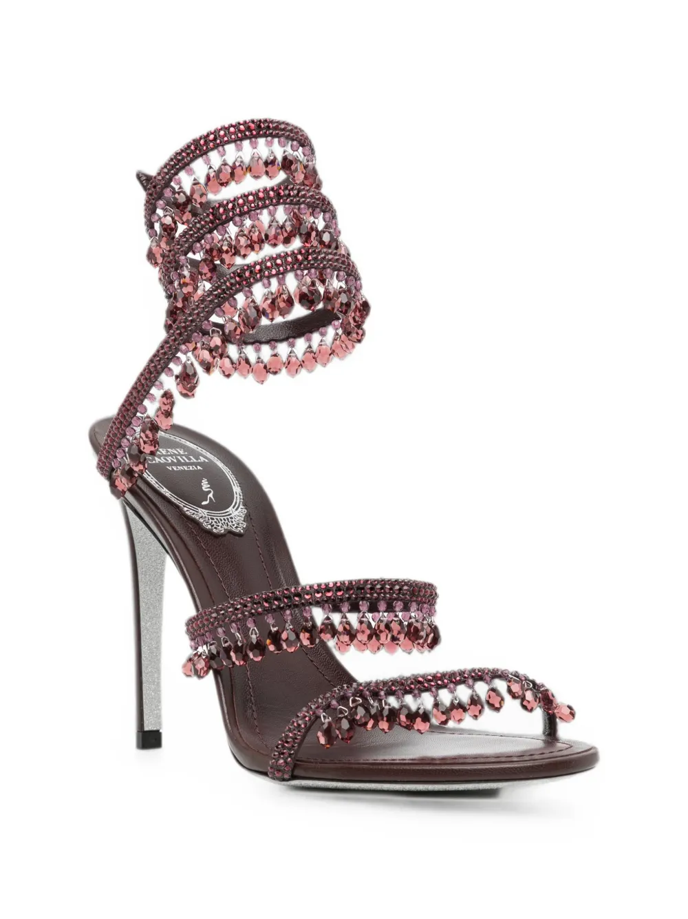René Caovilla Chandelier crystal-embellished sandals Paars