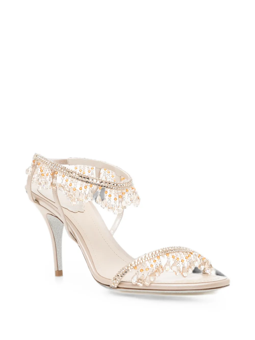 René Caovilla Jahanara bead-embellished sandals Beige
