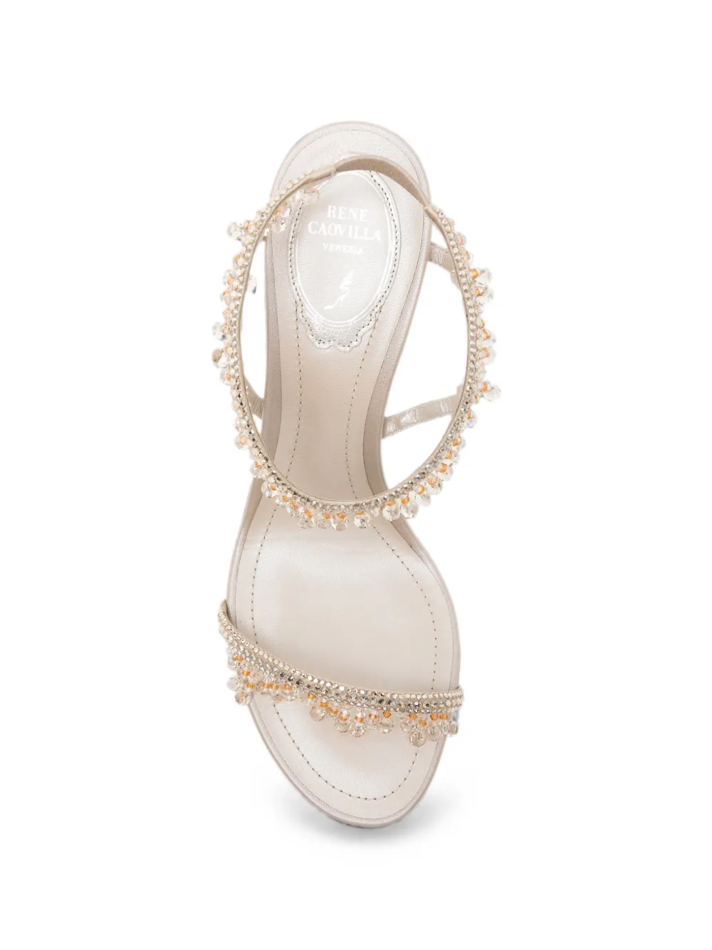 René Caovilla Jahanara bead-embellished sandals Beige