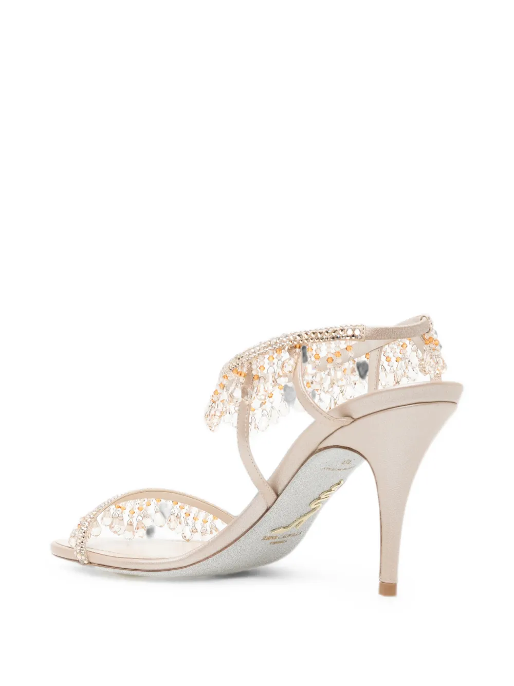 René Caovilla Jahanara bead-embellished sandals Beige