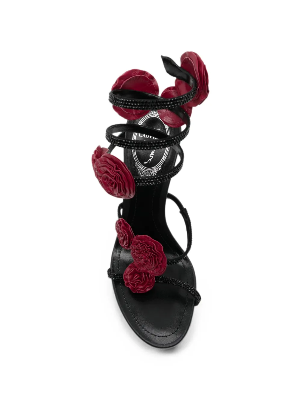 René Caovilla Rosalia floral-embellished sandals Zwart