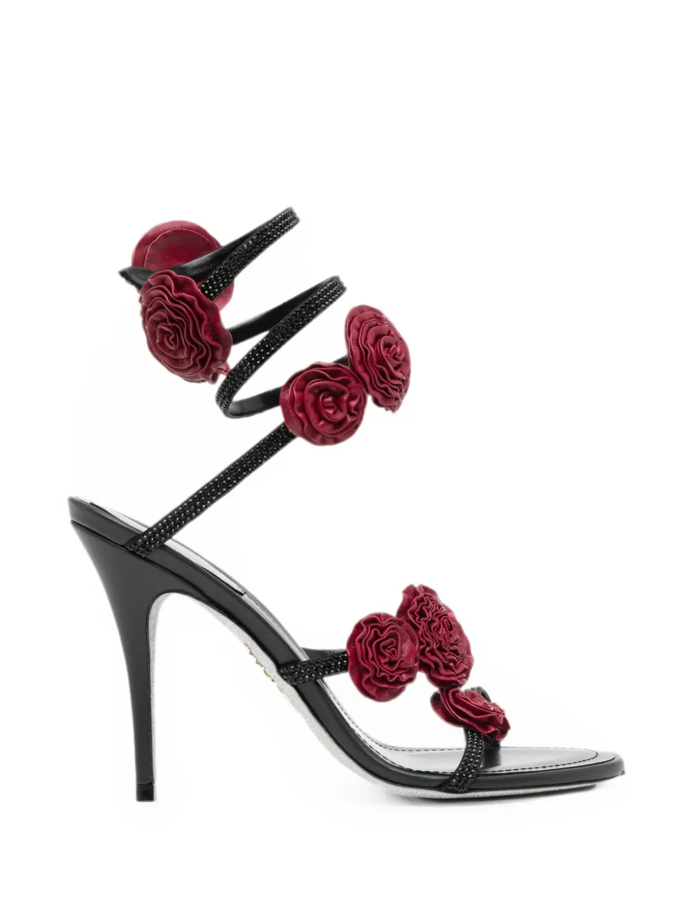 René Caovilla Rosalia floral-embellished sandals Zwart