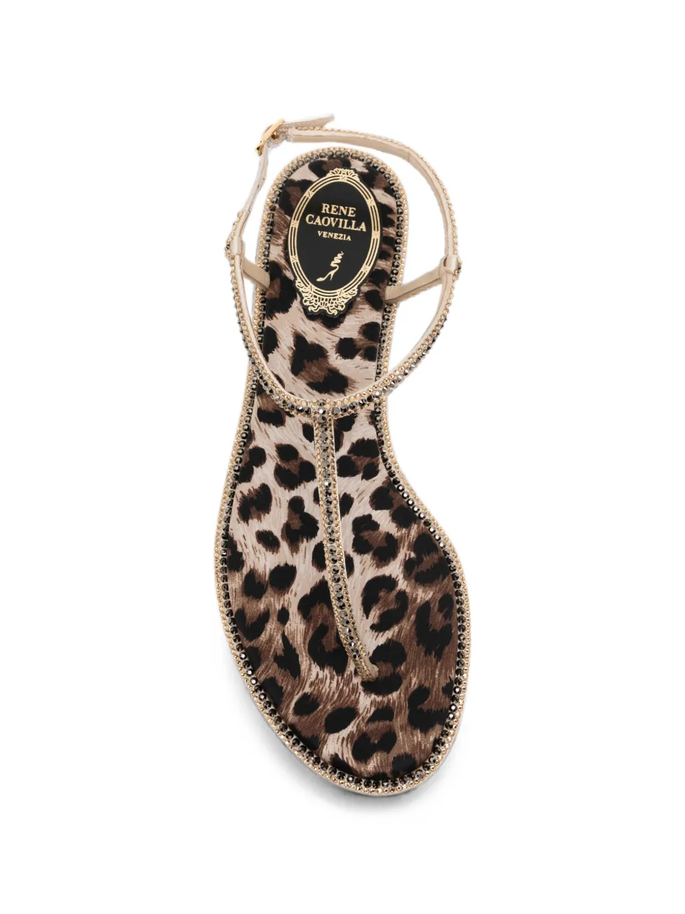 René Caovilla Diana leopard-print sandals Beige