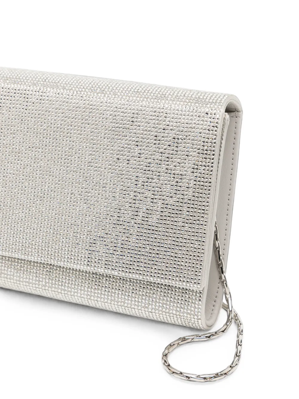 René Caovilla Clutch verfraaid met kristallen en kettinghengsel Zilver