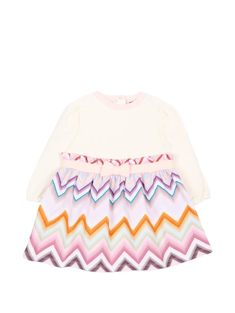 Missoni Kids zigzag-print bow-detail dress - Bianco