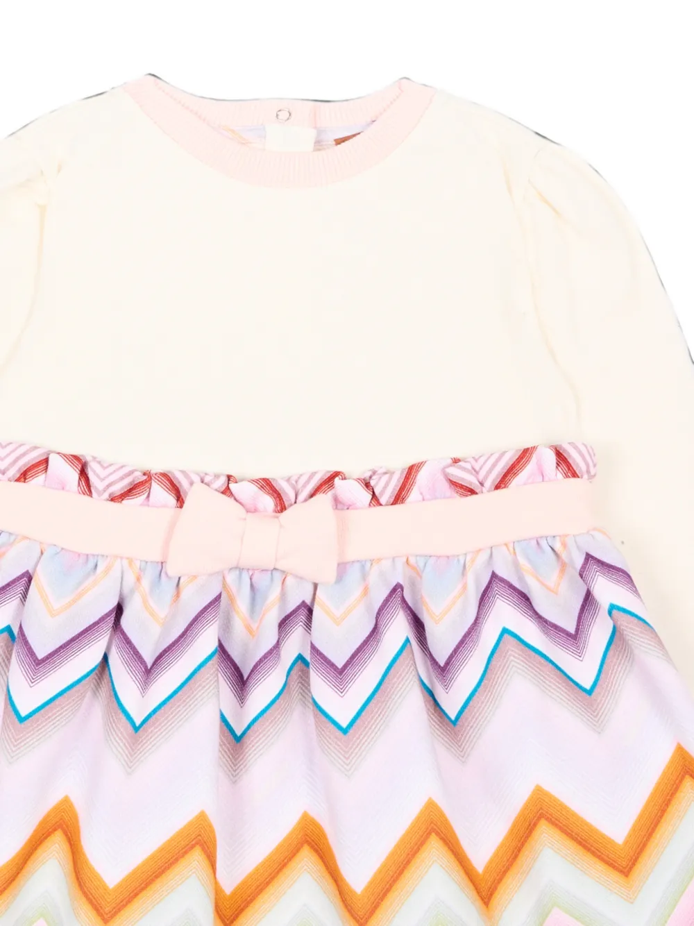 Missoni Kids Jurk met zigzag-print en strikdetail Wit