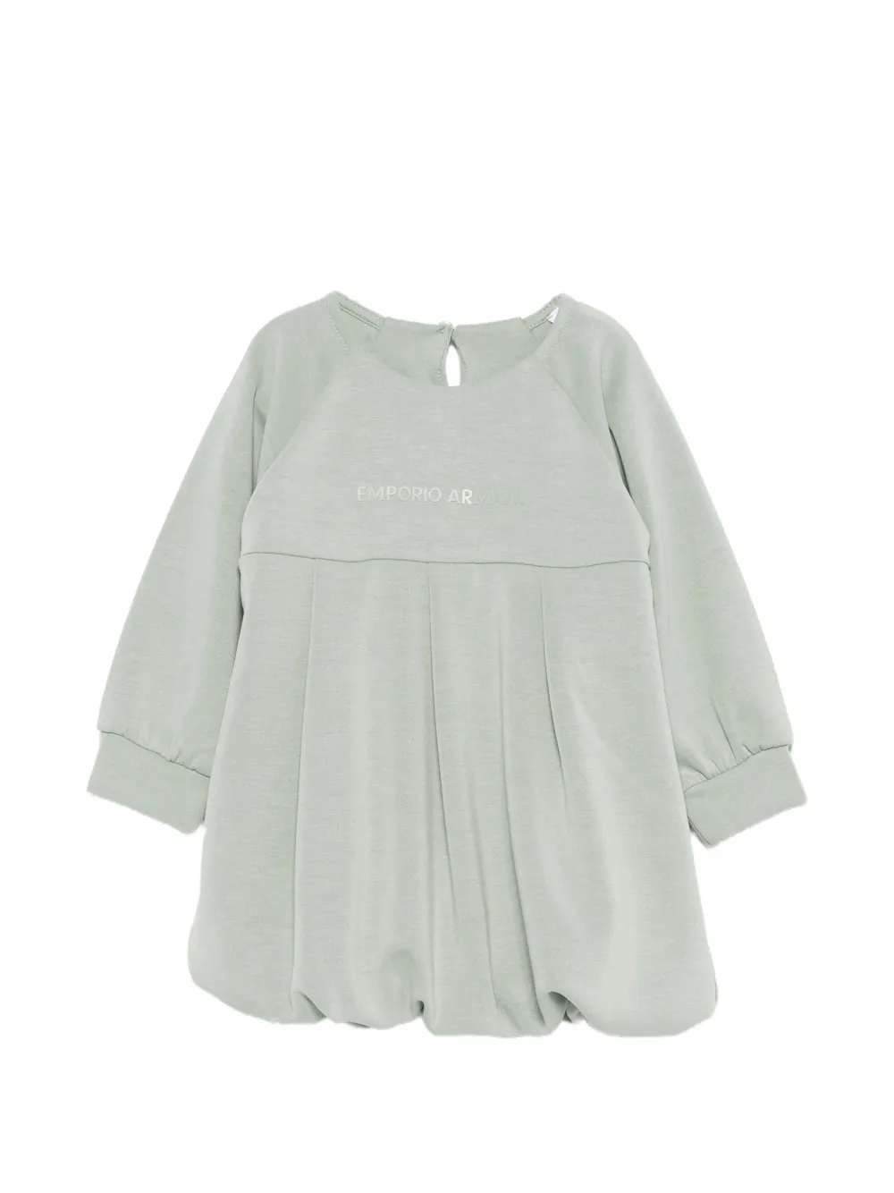 Emporio Armani Kids logo-print pleated dress - Verde