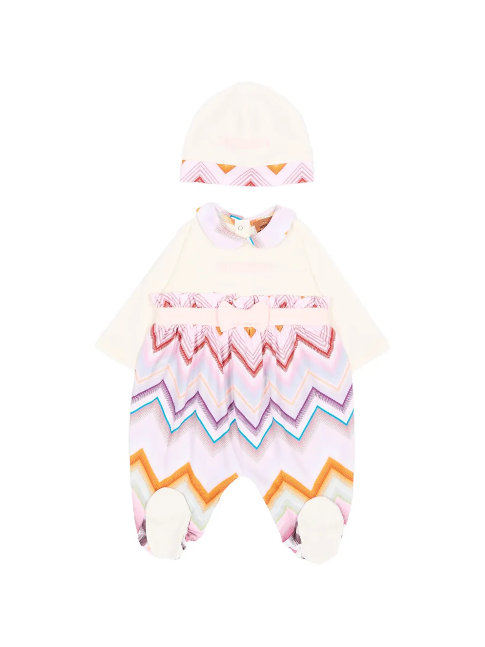 Missoni Kids zigzag-print bow-detail baby set - Weiß