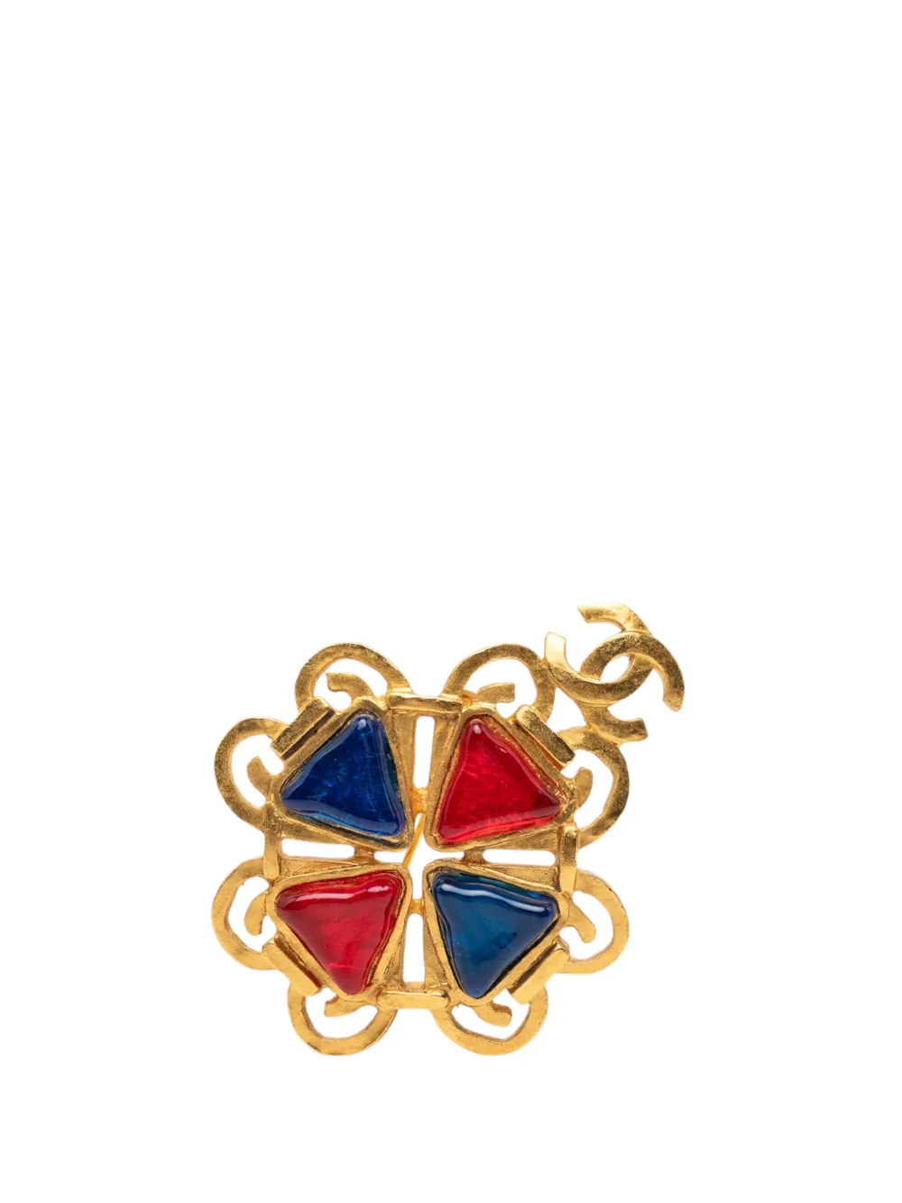 CHANEL Pre-Owned 1995 CC Gold Plated Multicolor Gripoix Brooch costume brooch - Oro
