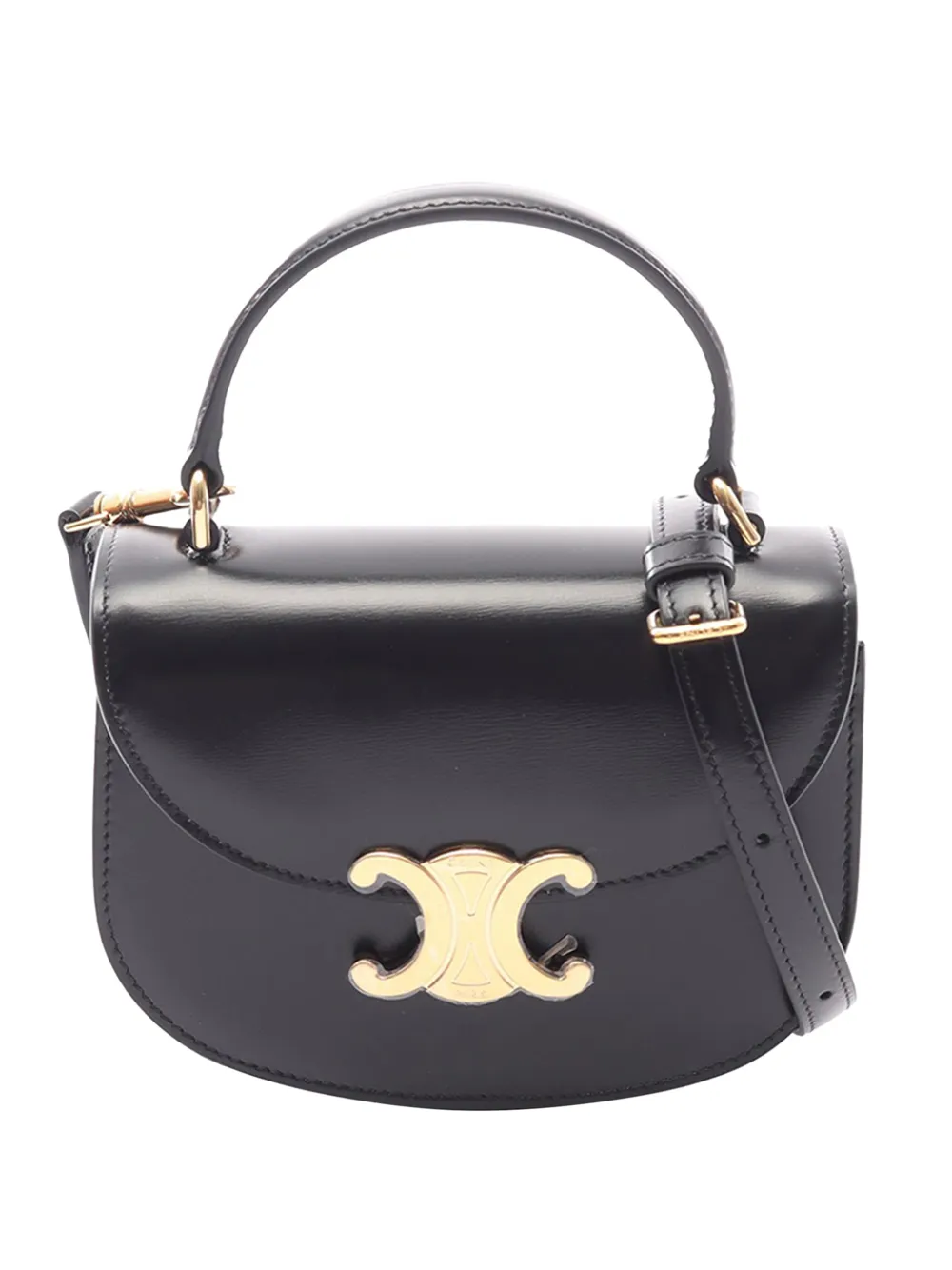 Celine Pre-Owned 2022-2024 Mini Shiny Calfskin Besace Clea satchel - Nero