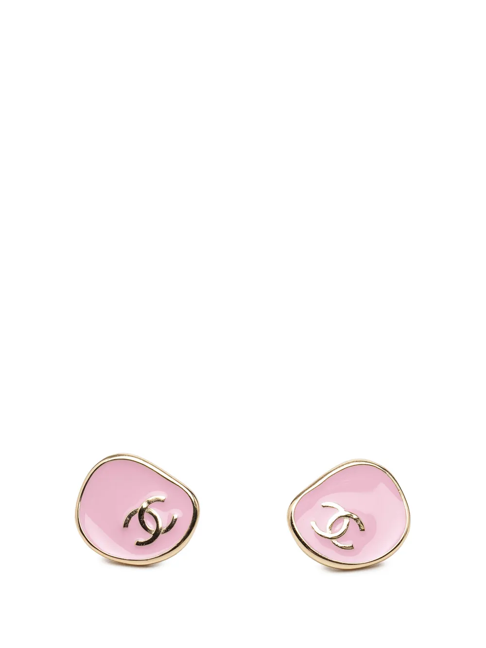 CHANEL Pre-Owned 2024 CC Gold Plated Enamel Push Back Earrings costume earrings - Oro