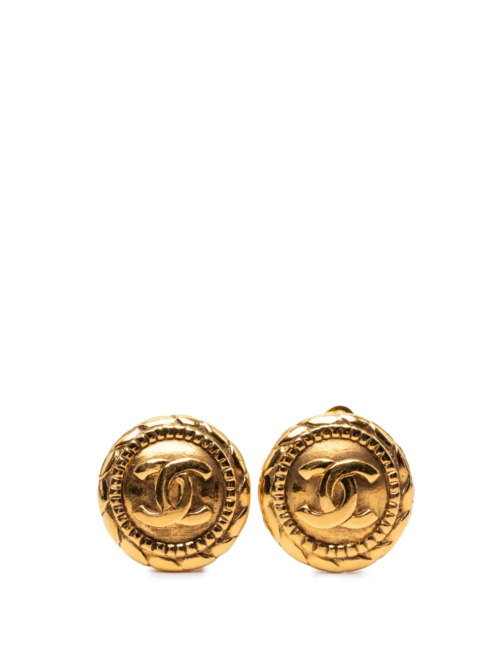 CHANEL Pre-Owned 1970-1980 CC Gold Plated Round Clip On Earrings costume earrings - Oro