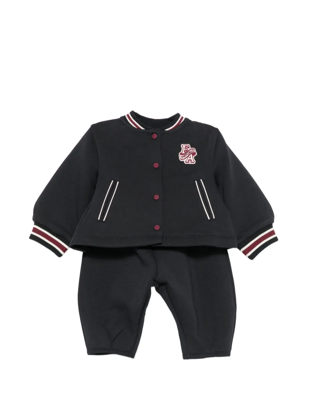 Emporio Armani Kids logo-patch striped-trim tracksuit - Blu