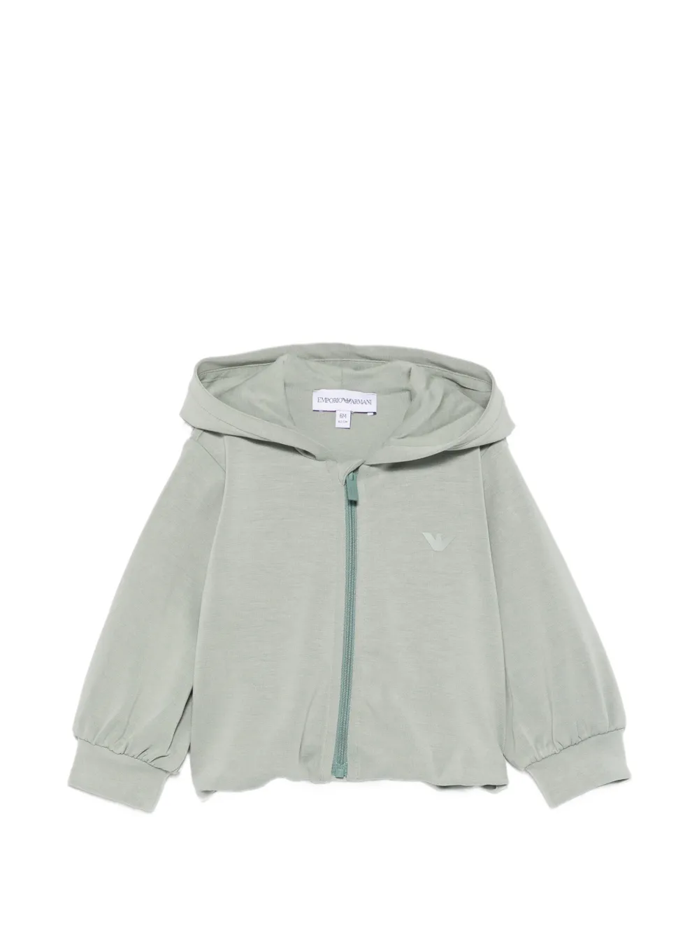 Emporio Armani Kids logo-patch zip-up sweatshirt - Verde