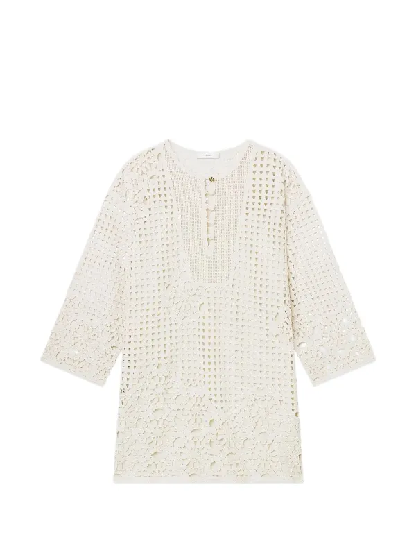 Frame Postcard Crochet-knit Mini Dress in Neutrals