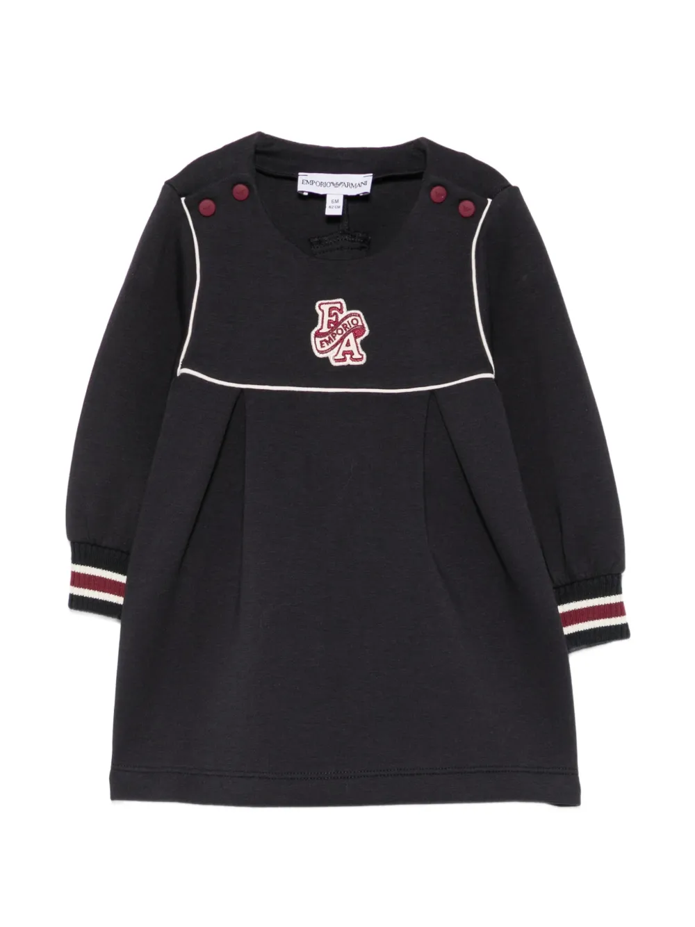 Emporio Armani Kids logo-patch pleated dress - Nero