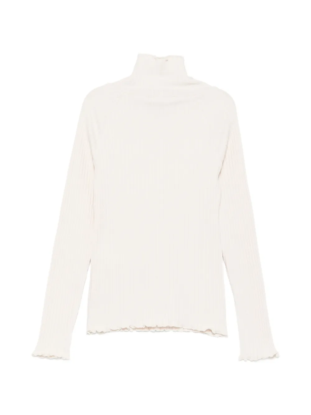 Emporio Armani Kids Ribgebreide trui met ruches Beige