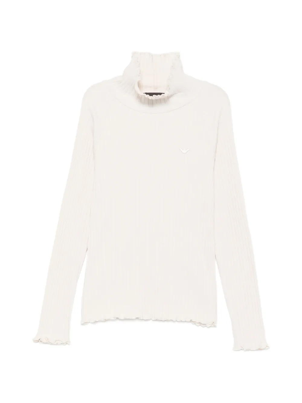 Emporio Armani Kids ribbed-knit ruffled sweater - Toni neutri