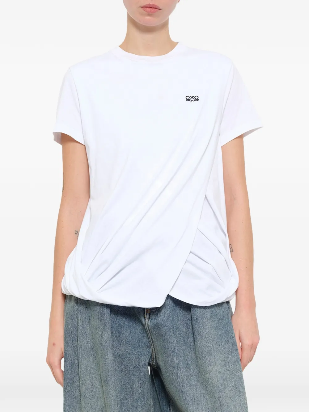 LOEWE Gedrapeerd T-shirt Wit