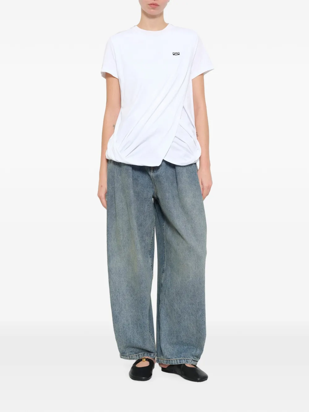 LOEWE Gedrapeerd T-shirt Wit