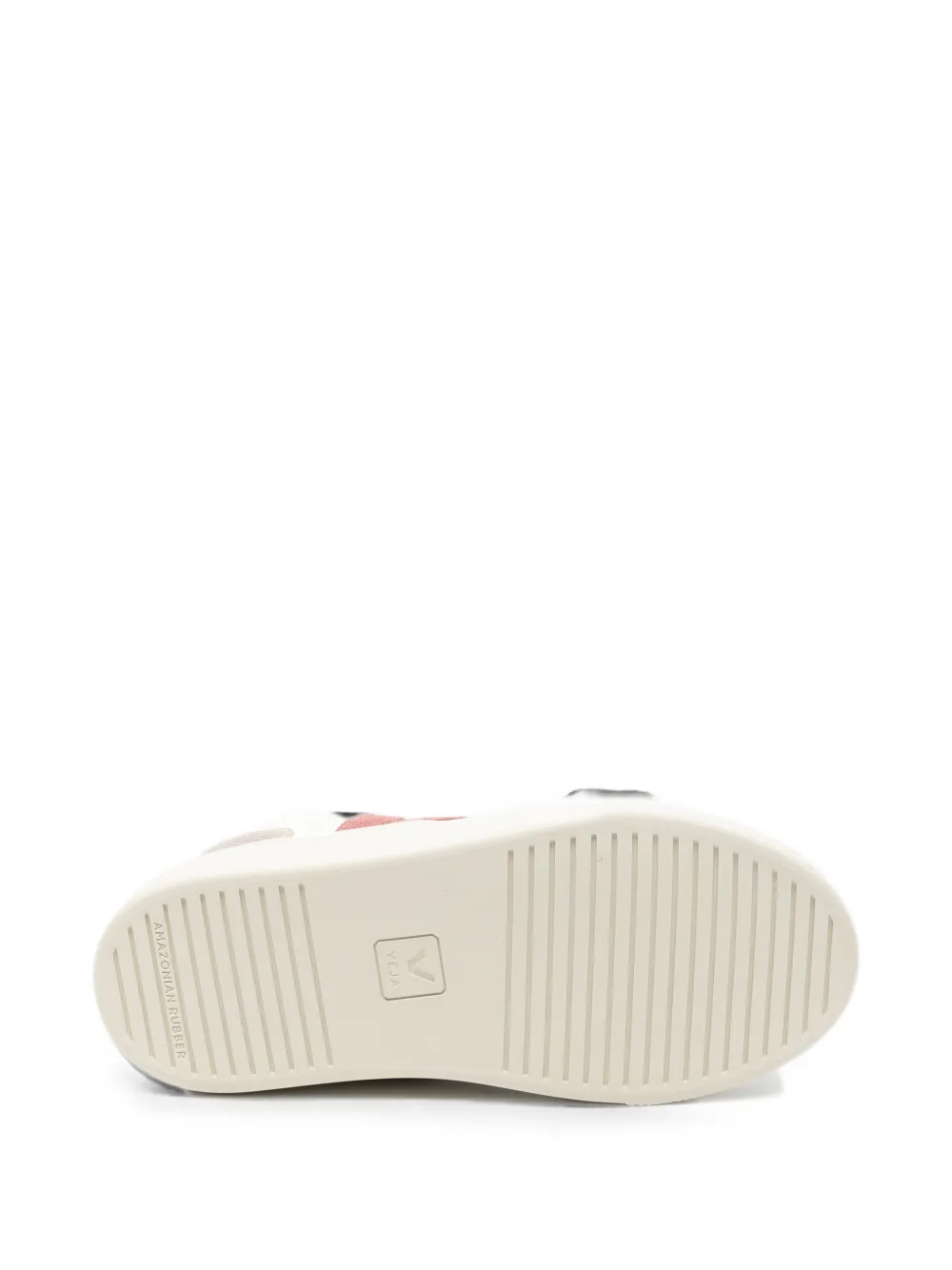 VEJA Kids Small V-10 touch-strap leather sneakers Wit