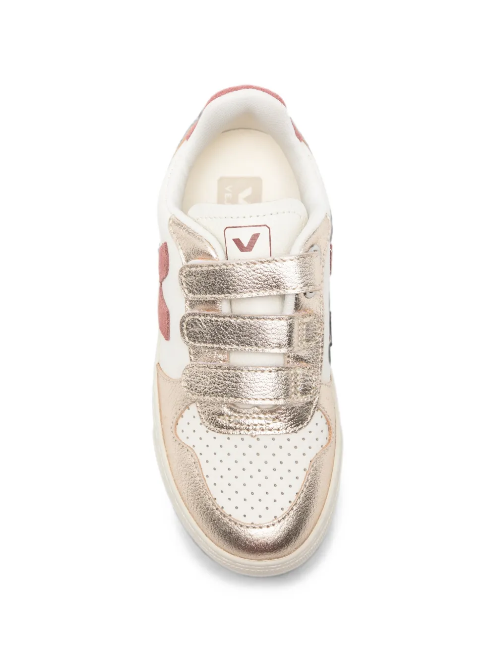 VEJA Kids Small V-10 touch-strap leather sneakers Wit