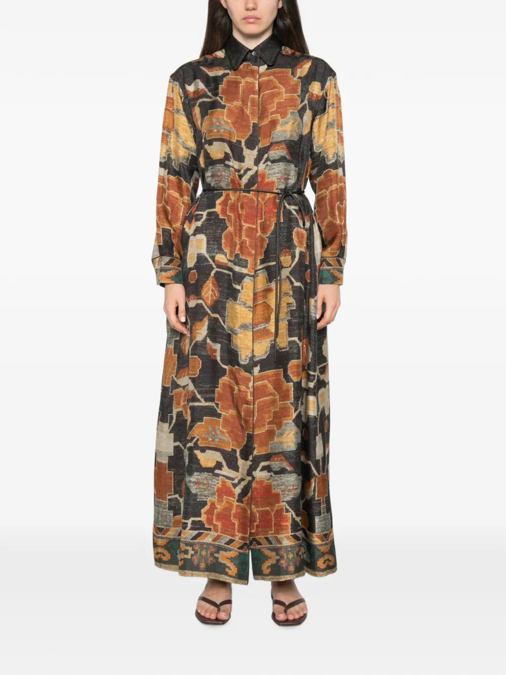 Pierre-Louis Mascia Maxi-jurk met print Bruin