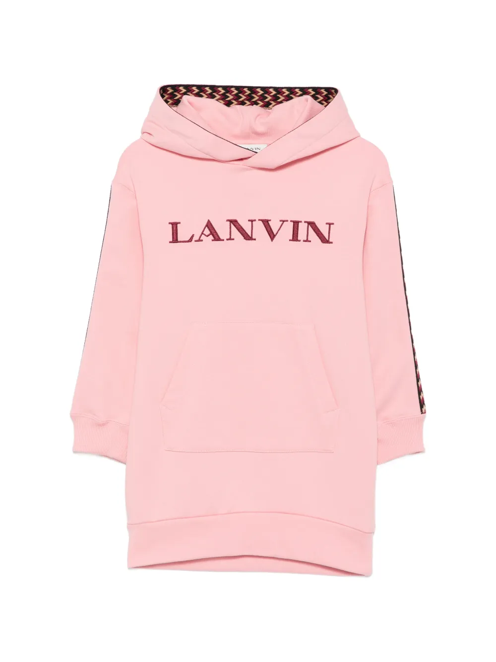 Lanvin Enfant logo-embroidered hooded dress - Pink