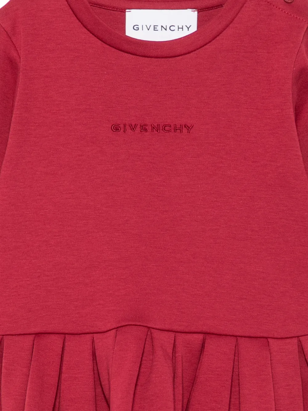Givenchy Kids Geplooide jurk met geborduurd logo Rood