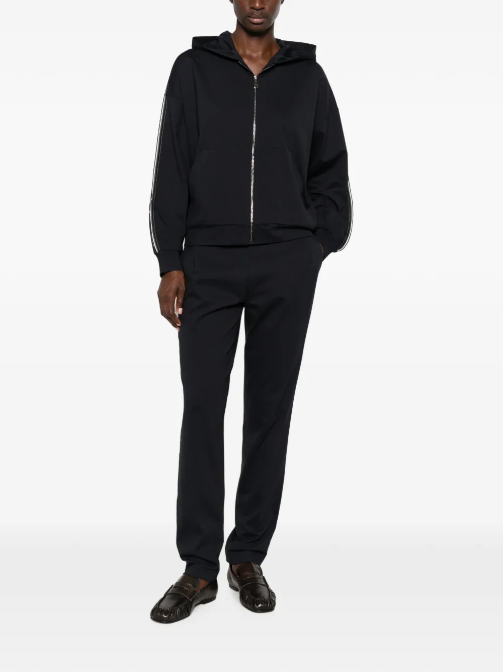 Fabiana Filippi Hoodie met zijstreep en ritssluiting Blauw